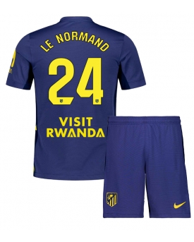 Billige Fotballdrakt Atletico Madrid Robin Le Normand #24 Replika Bortedraktsett Barn 2025-26 Kortermet (med bukser)